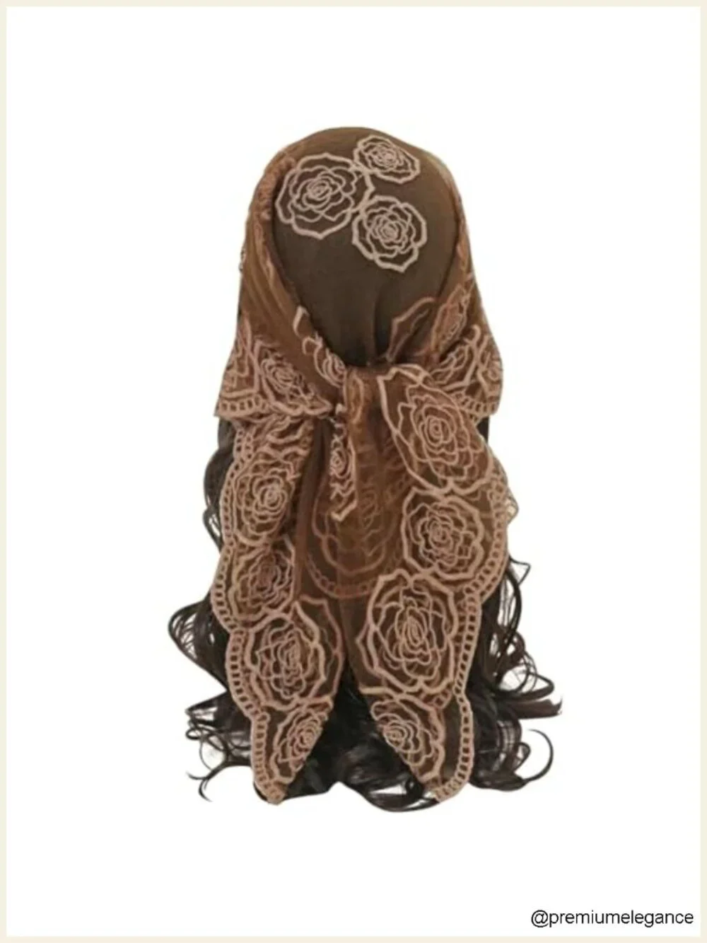 Large Sheer Flower Embroidery Head Scarf Lightweight Polyester